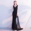 Chic / Belle Noir Robe De Soirée 2017 Trompette / Sirène Perle Cristal Perlage V-Cou Dos Nu Sans Manches Longueur Cheville Robe De Ceremonie