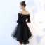 Schöne Schwarz Cocktailkleider 2017 A Linie Spitze Schleife Pailletten Off Shoulder Rückenfreies 1/2 Ärmel Asymmetrisch Festliche Kleider