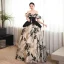 Fashion Champagne Prom Dresses 2023 A-Line / Princess Off-The-Shoulder Short Sleeve Backless Floor-Length / Long Prom Formal Dresses