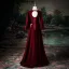 Elegant Burgundy Beading Sequins Lace Flower Velvet Prom Dresses 2025 A-Line / Princess V-Neck Long Sleeve Backless Floor-Length / Long Prom Formal Dresses