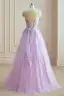 Blomma Fe Lavendel Spaghettiband 2024 Balklänningar Spets Blomma Korsade remmar Ärmlös Prinsessa Formella Klänningar