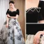 Élégant Noire Robe De Bal 2023 Princesse Faux Diamant Encolure Carrée Manches Courtes Dos Nu Longue Promo Robe De Ceremonie
