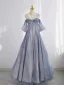 Sexy Bling Bling Sky Blue Beading Pearl Sequins Prom Dresses 2024 A-Line / Princess Spaghetti Straps Sleeveless Backless Floor-Length / Long Formal Dresses