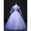 Elegant Lavender Sequins Lace Flower Prom Dresses 2022 Ball Gown Scoop Neck 3/4 Sleeve Backless Floor-Length / Long Formal Dresses