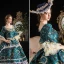 Vintage / Retro Medieval Dark Green Ball Gown Prom Dresses 2021 U-Neck Floor-Length / Long 1/2 Sleeves 3D Lace Flower Printing Cosplay Prom Formal Dresses