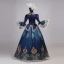 Vintage / Retro Medieval Navy Blue Ball Gown Prom Dresses 2021 Long Sleeve High Neck Floor-Length / Long 3D Lace Flower Embroidered Cosplay Prom Formal Dresses