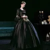 Vintage / Retro Medieval Gothic Baroque Black Evening Dresses 2021 Crossed Straps Lace Embroidered U-Neck Cosplay Dancing Long Sleeve Winter Ball Gown Prom Dresses