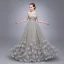Chic / Beautiful Grey One-Shoulder Prom Dresses 2017 A-Line / Princess Sleeveless Ruffle Tulle Flower Floor-Length / Long Formal Dresses