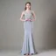 Modern / Fashion Silver Evening Dresses  2017 Scoop Neck Sleeveless Appliques Lace Beading Trumpet / Mermaid Formal Dresses Sweep Train