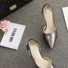 Chic / Beautiful Black High Heels 2017 PU Glitter Cocktail Party Evening Party 10 cm Pumps Pointed Toe Wedding Shoes