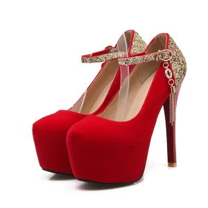 Chic Belle Rouge 13 Cm 2018 À Bout Pointu Talons Aiguilles Bride Cheville Perlage Glitter Faux Diamant Paillettes Soirée Talons Hauts Chaussures Femmes