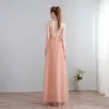 Proste / Simple Liliowy Sukienki Wieczorowe 2018 Koronki Szyfon Bez Pleców Sukienki Wizytowe