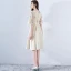 Classic Elegant Short Champagne Graduation Dresses 2018 A-Line / Princess U-Neck Charmeuse Embroidered Appliques Backless Homecoming Formal Dresses