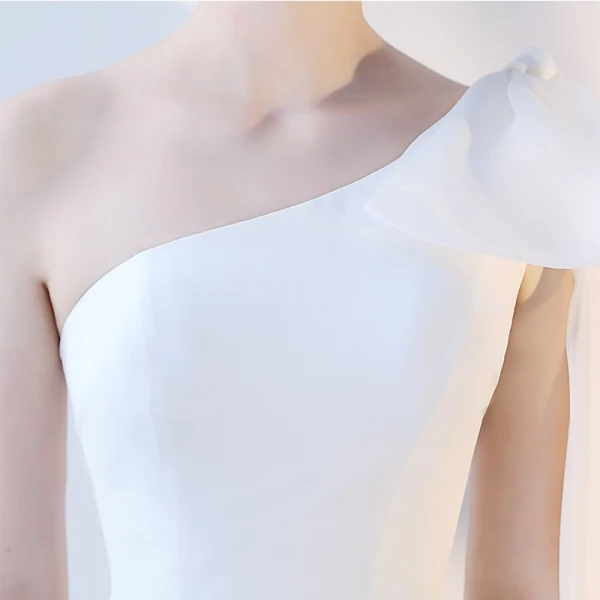 Klassisch Elegante Weiß Abendkleider 2018 Mermaid Lange One-Shoulder Tülle Abend Rückenfreies Festliche Kleider