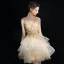 Luxury / Gorgeous Short Champagne Party Dresses 2018 Tulle A-Line / Princess V-Neck Appliques Backless Homecoming Formal Dresses