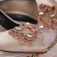 Moderne / Mode Champagne Chaussure De Mariée 2019 6 cm À Bout Pointu Polyester Perlage Faux Diamant Mariage Talons Hauts