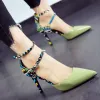 Chic / Beautiful 2017 8 cm / 3 inch Black Green White Church Cocktail Party Evening Party PU Summer High Heels Stiletto Heels Pumps
