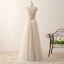2 Piece Bohemia Champagne Prom Dresses 2017 A-Line / Princess High Neck Sleeveless Beading Ruffle Tulle Floor-Length / Long Formal Dresses