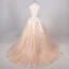 Elegant Champagne Wedding Dresses 2017 V-Neck Spaghetti Straps Shoulders Sleeveless Appliques Sequins Lace Backless Sash Tulle Ball Gown