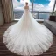 Elegant Wedding Dresses 2017 A-Line / Princess Scoop Neck Long Sleeve Appliques Pierced Lace Backless Chapel Train