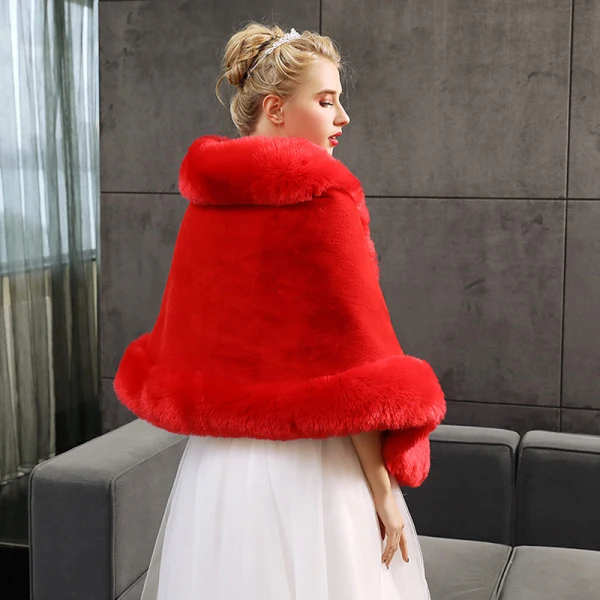Rouge Hiver Fausse Fourrure Soirée Promo Mariage Châles 2017