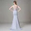 Modern / Fashion Silver Evening Dresses  2017 Scoop Neck Sleeveless Appliques Lace Beading Trumpet / Mermaid Formal Dresses Sweep Train