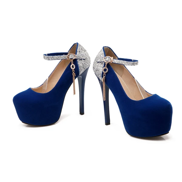Chic / Belle Rouge 13 cm 2018 À Bout Pointu Talons Aiguilles Bride Cheville Perlage Glitter Faux Diamant Paillettes Soirée Talons Hauts Chaussures Femmes