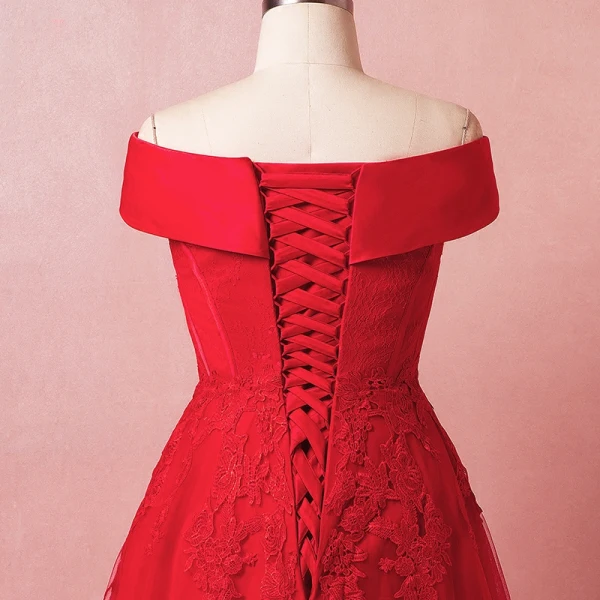 Classic Elegant Red Plus Size Evening Dresses 2018 A-Line Princess Lace-up Tulle Spring
