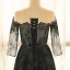 Elegante Único Negro Talla Extra Vestidos de noche 2018 A-Line / Princess Con cordones U-escote Tul Apliques Sin Espalda Noche Vestidos Formales