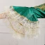 Vintage / Retro Green Puffy Ball Gown Prom Dresses 2018 3/4 Sleeve Charmeuse V-Neck Lace-up Appliques Beading Formal Dresses