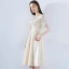 Classic Elegant Short Champagne Graduation Dresses 2018 A-Line / Princess U-Neck Charmeuse Embroidered Appliques Backless Homecoming Formal Dresses