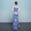 Chinese style Royal Blue Floor-Length / Long Evening Dresses  2018 High Neck Trumpet / Mermaid Charmeuse Printing Evening Party Formal Dresses