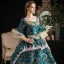 Vintage / Retro Medieval Dark Green Ball Gown Prom Dresses 2021 U-Neck Floor-Length / Long 1/2 Sleeves 3D Lace Flower Printing Cosplay Prom Formal Dresses