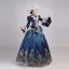 Vintage / Retro Medieval Navy Blue Ball Gown Prom Dresses 2021 Long Sleeve High Neck Floor-Length / Long 3D Lace Flower Embroidered Cosplay Prom Formal Dresses