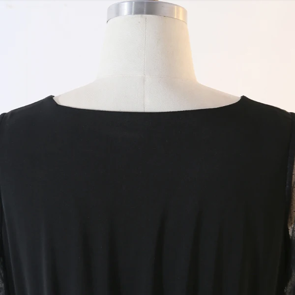 Modern / Fashion Black Plus Size Evening Dresses 2020 A-Line / Princess V-Neck Long Sleeve See-through Buttons Solid Color Tea-length Summer Evening Party Formal Dresses