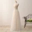 2 Piece Bohemia Champagne Prom Dresses 2017 A-Line / Princess High Neck Sleeveless Beading Ruffle Tulle Floor-Length / Long Formal Dresses