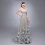 Chic / Beautiful Grey One-Shoulder Prom Dresses 2017 A-Line / Princess Sleeveless Ruffle Tulle Flower Floor-Length / Long Formal Dresses