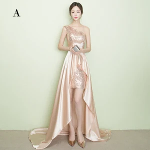 Chic Beautiful Sparkly Champagne Evening Dresses 2017 A Line Princess Strapless Backless Rhinestone Sequins Polyester Evening Party Party Dresses