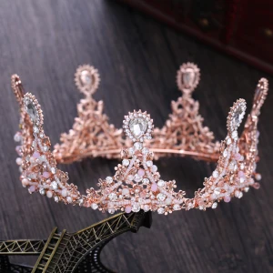 Snygga Fina Godis Rosa Brudsmycken 2017 Metall Beading Kristall Rhinestone Bröllop Bal Tillbehör