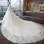 Elegant Wedding Dresses 2017 A-Line / Princess Scoop Neck Long Sleeve Appliques Pierced Lace Backless Chapel Train