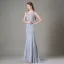 Modern / Fashion Silver Evening Dresses  2017 Scoop Neck Sleeveless Appliques Lace Beading Trumpet / Mermaid Formal Dresses Sweep Train