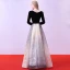 Chic / Beautiful Black Evening Dresses  2018 A-Line / Princess Floor-Length / Long Tulle V-Neck Beading Printing Evening Party Formal Dresses