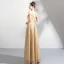 Bling Bling Gold Champagne Floor-Length / Long Evening Dresses  2018 A-Line / Princess Tulle Beading Sequins Strapless Prom Dresses