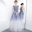 Chic / Beautiful Gradient-Color Floor-Length / Long Evening Dresses  2018 A-Line / Princess Tulle U-Neck Striped Backless Evening Party Formal Dresses