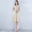 Classic Elegant Short Champagne Graduation Dresses 2018 A-Line / Princess U-Neck Charmeuse Embroidered Appliques Backless Homecoming Formal Dresses