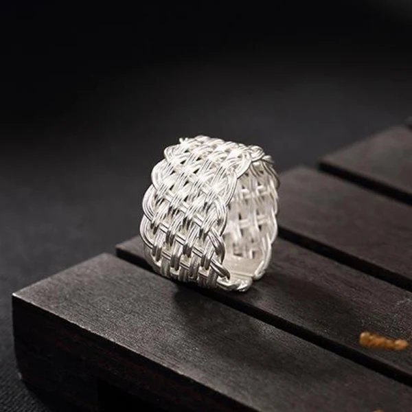Vintage / Originale Argenté Traverser Tresser Foi Bague Argent sterling Travail Vacances Anneaux 2019 Accessorize