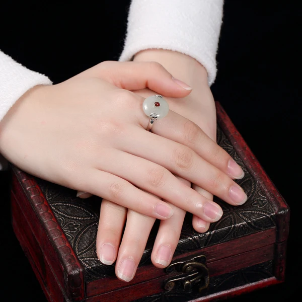 Klassisk Elegant Sølv Håndlaget Fred Håp Ringe Agate Aften Ringer 2019 Tilbehør