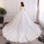 Luxus / Herrlich Weiß Übergröße Ballkleid Brautkleider / Hochzeitskleider 2019 Spitze Tülle Applikationen Rückenfreies Stickerei Handgefertigt Bandeau Kapelle-Schleppe Hochzeit