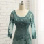Schlicht Grün A Linie Brautmutterkleider 2019 Chiffon Spitze V-Ausschnitt Stickerei Applikationen Rückenfreies Handgefertigt Sweep / Pinsel Zug Kirche Kleider Für Hochzeit