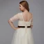 Chic / Beautiful Champagne Plus Size Graduation Dresses 2020 A-Line / Princess U-Neck 1/2 Sleeves Appliques Backless Embroidered Handmade  Homecoming Formal Dresses